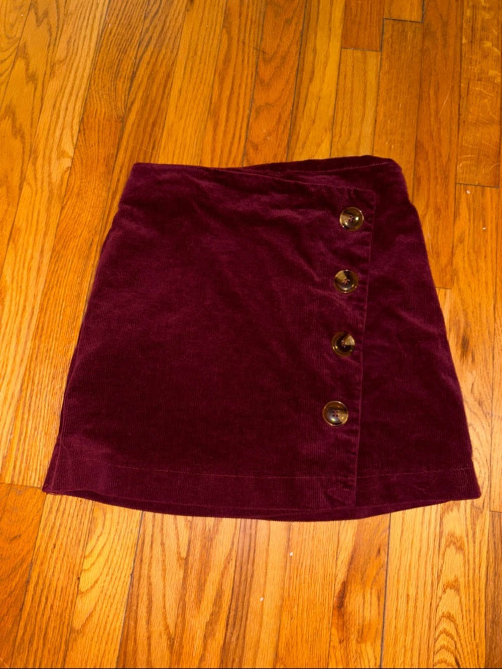 Altar'd State Burgundy Velvet Button-Front Mini Skirt